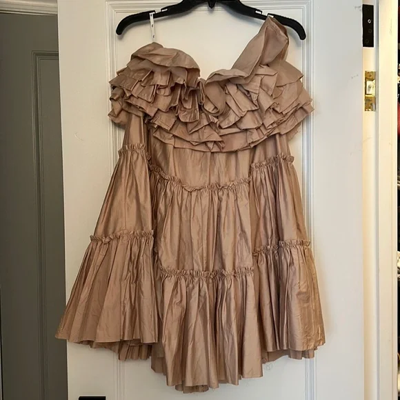Aje | Dresses | Aje Tan Ruffle Dress | Poshmark